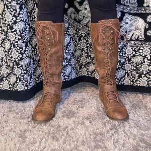 brown lace up boots